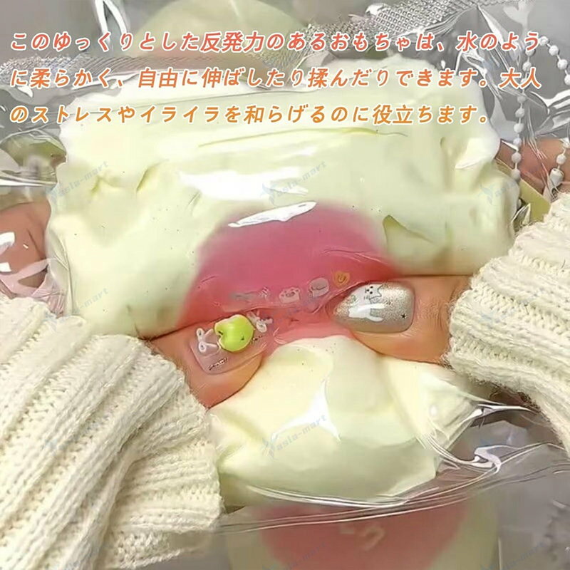 もも スクイーズ スクイーズケーキおもちゃ もちもち スクイーズ 水感スクイーズ 伸縮性のあるスティッキーボールおもちゃ弾力性が高く 手触りが柔らかく 食物 減圧グッズ シリコン ストレス解消のおもちゃとして最適で 子供も大人も大好きです asla-mart-10018474 asla mart サンプル画像3