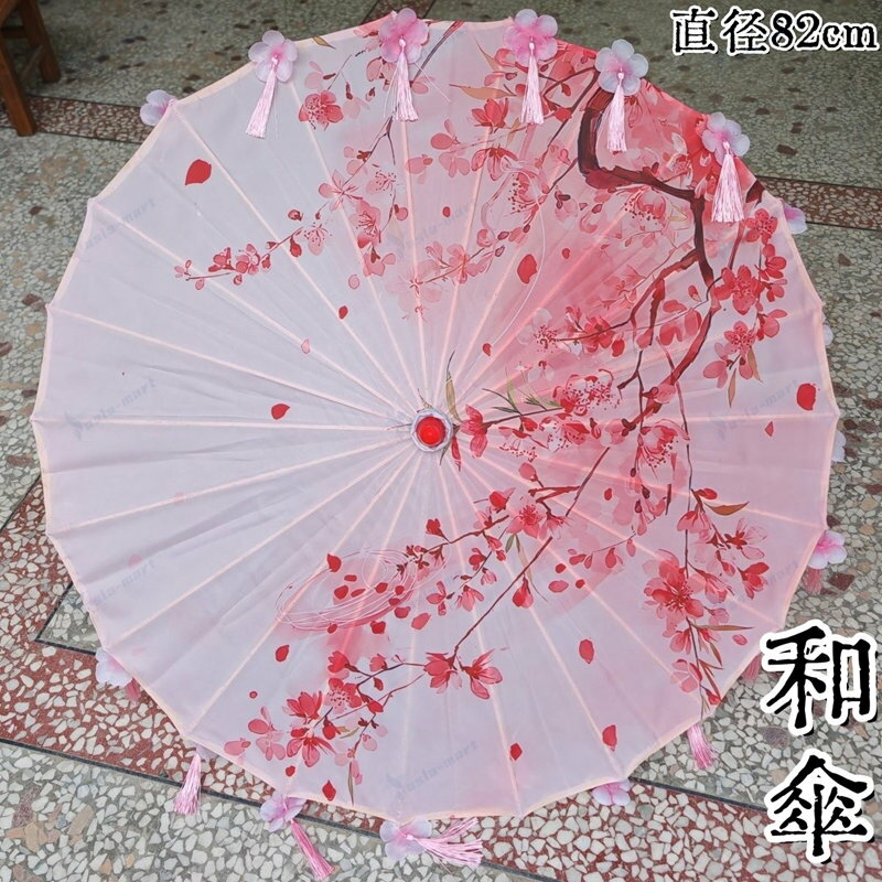 油付和傘 紙傘踊り傘 防水加工済み コスチューム用小物装飾用小道具 フラワー柄デザイン 文化祭学園祭..