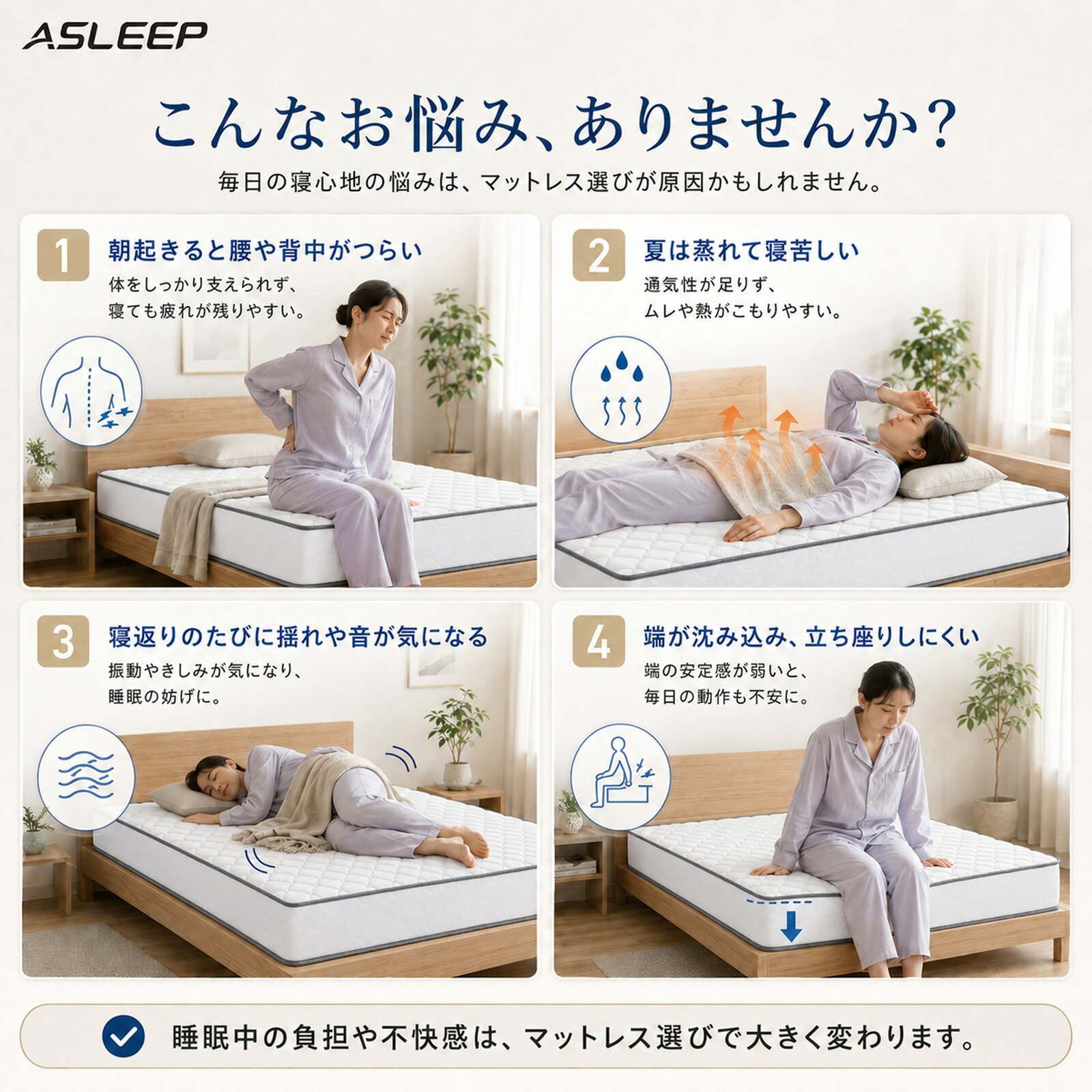 ポケットコイルマットレス 厚さ22cm 高反発ウレタン トリプルエッジサポート 2.2mm...