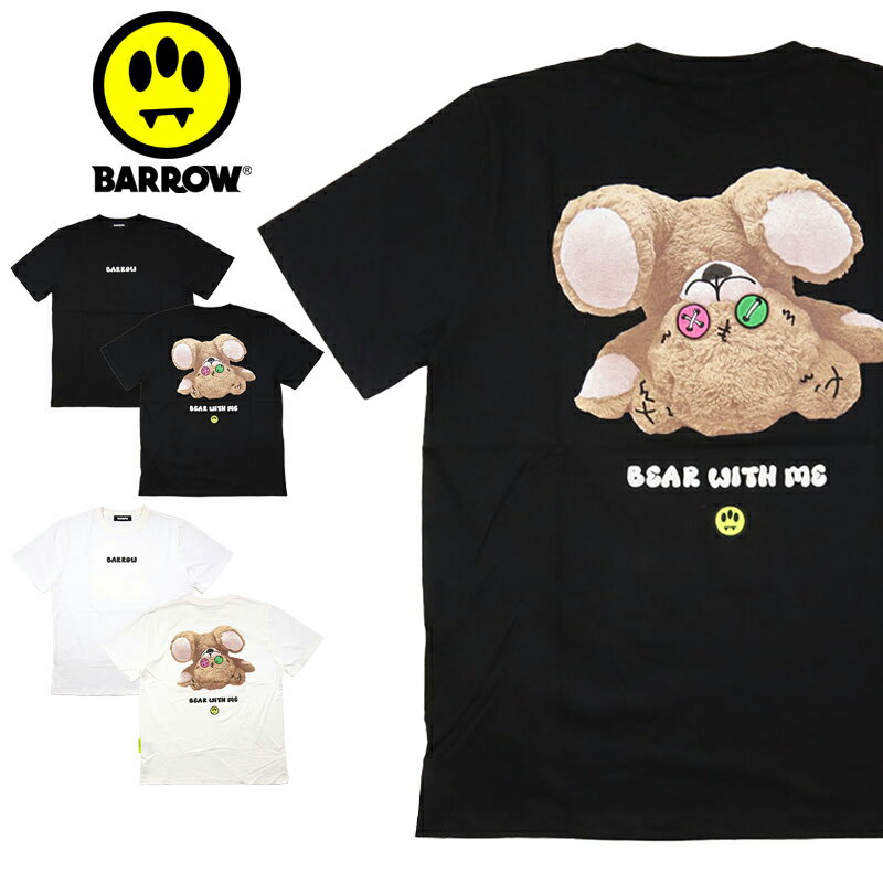 バロー Tシャツ BAROW 半袖Tシャツ レディース メンズ 女性 男性 春 夏 秋 おしゃれ プレゼント ブランド ストリート 人気 おすすめ かっこいい オーバーサイズ 大きい barrow052 ブラック ホワイト M L XL
