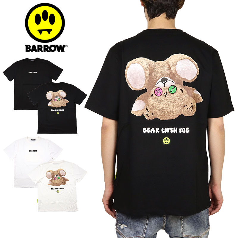 バロー Tシャツ BAROW 半袖Tシャツ レディース メンズ 女性 男性 春 夏 秋 おしゃれ プレゼント ブランド ストリート 人気 おすすめ かっこいい オーバーサイズ 大きい barrow052 ブラック ホワイト M L XL