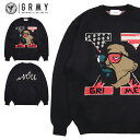 【お買い物マラソン連動!最大1500円OFFクーポン】グライミー ニット GRIMEY セーター メンズ クルーネック ストリート ブランド オーバーサイズ 大きい おしゃれ 男性 カジュアル 春 秋 冬 grimey24aw005 ブラック M L XL