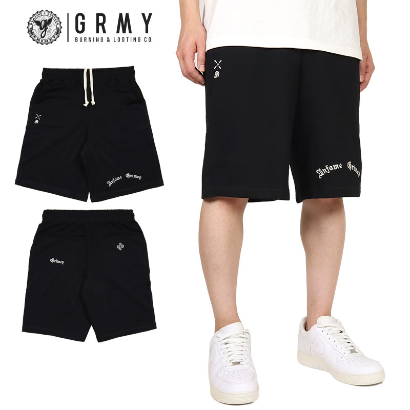【お買い物マラソン・最大2,000円OFFクーポン発行】グライミー パンツ GRIMEY ショートパンツ ハーフパンツ 短パン メンズ ストリート ブランド 男性 おしゃれ 春 夏 プレゼント ギフト grimey24ss003 ブラック M L XL