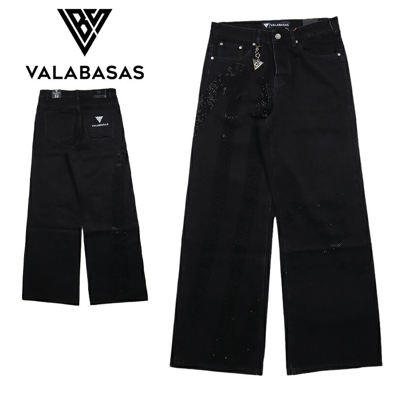 バラバサス デニムパンツ VALABASAS バギーパンツ ワイドパンツ 太め ジーンズ Gパン セットアップ対応 メンズ ブランド 大きいサイズ おしゃれ おすすめ 人気 ストリート 黒 valabasas003 30 32 34