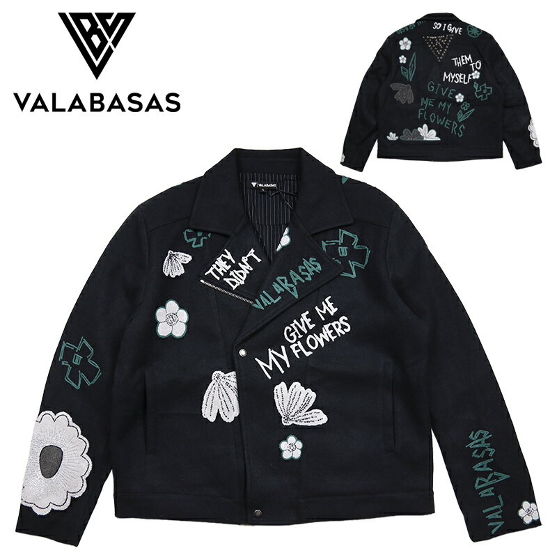 バラバサス ジャケット VALABASAS ライダースジャケット アウター 刺繍 メンズ レディース ブランド 大きいサイズ おしゃれ おすすめ 人気 黒 ストリート valabasas008 ブラック M L