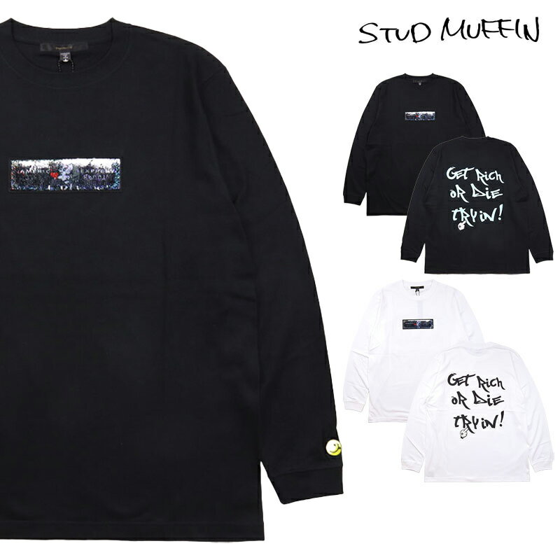 【お買い物マラソン!女性限定10%OFFクーポン配布】スタッドマフィン ロンT STUD MUFFIN 長袖Tシャツ メンズ 男性 春 秋 ブランド ストリート オーバーサイズ 人気 誕生日 プレゼント ギフト stdmfn24aw004 ブラック ホワイト M L XL