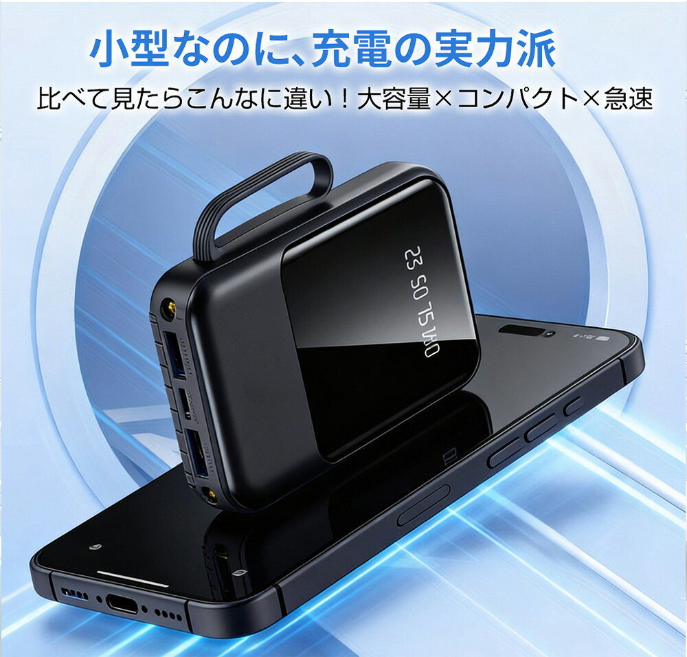 モバイルバッテリー 大容量 20000mAh 急速充電 Type-C出入力 4本ケーブル内蔵 軽量 iphone スマホ充電器 携帯充電器 タイプc対応 残量表示 LEDライト 防災グッズ PSE認証済 Lightning iPhone/Android全機種対応 防災グッズ asmodeus-10000426 AsmodeusJapanStore サンプル画像3