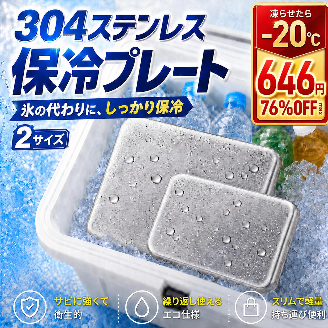 最終日限定！【726円！2点～クーポンで】＼連続5冠達成／【ステンレス保冷剤】保冷剤 長時間 ステンレス 強力保冷 クーラーボックス 小型 繰り返し使える 冷蔵冷凍対応 熱中症対策 急速冷却 アイスパック お弁当 釣り キャンプ スピード冷凍＆高性能保冷 BBQ