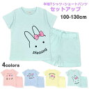 【メール便送料無料】セットアップ キッズ 子供服 ウサギ 半袖Tシャツ ハーフパンツ 上下セット 綿☆全4色【クリアランスセール】