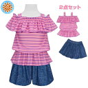 【メール便送料無料】水着 セパレート キッズ 子供 女の子 UVカット ボーダー キュロット おしゃれ☆全1色【クリアランスセール】