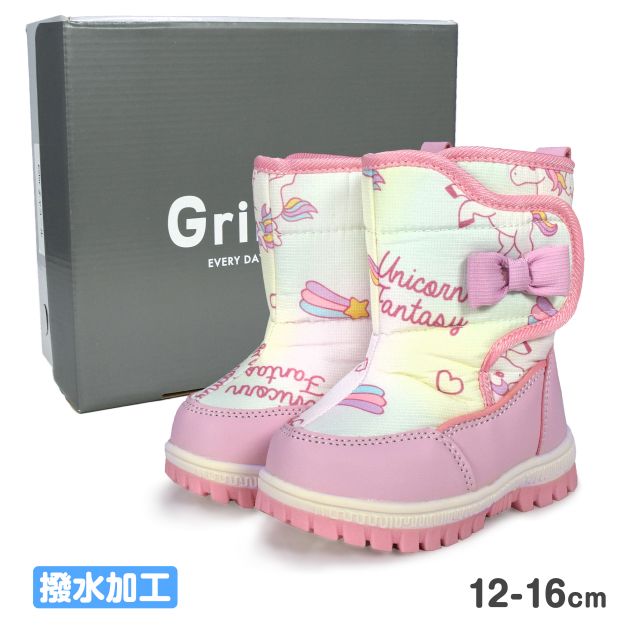 【セール】スノーブーツ キッズ 子供 女の子 ユニコーン 撥水 防寒 マジックテープ付き☆全2色【売り尽くし】