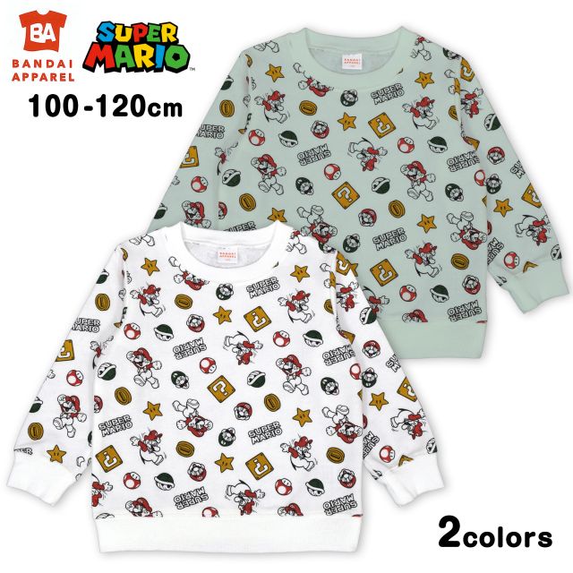 スーパーマリオ 長袖 トレーナー キッズ キャラ 総柄 子供 スウェット シャツ☆全2色【あす楽対応_北海道】のサムネイル
