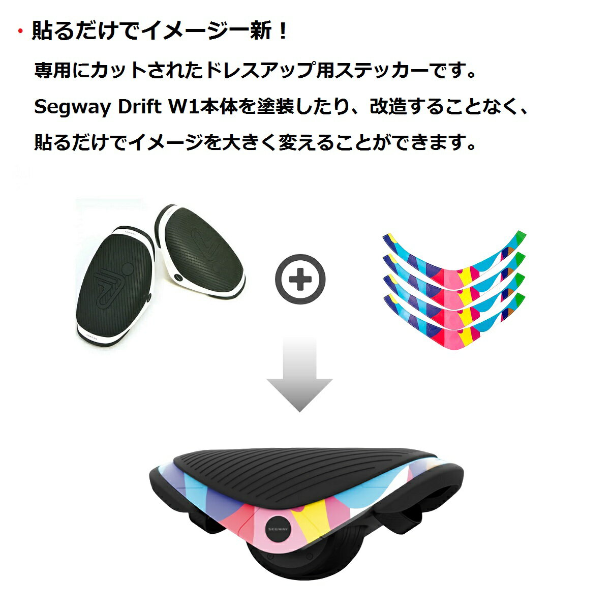 貼るだけでイメージ一新 日本限定 キズから守る Segway Drift W1 セグウェイ ドリフト 専用スキンシール 電動ローラースケート 保護 Ninebot バランススクーター ステッカー