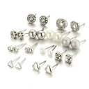 ピアス シルバーカラー 12セット 6mm 8mm 10mm 12mmサイズ パール ハートモチーフ ジルコニア お買い得 セット スタッド ピアス