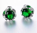【送料 無料】ピアス ホワイトゴールド エメラルドカラー ジルコニア スタッド ピアス(4)