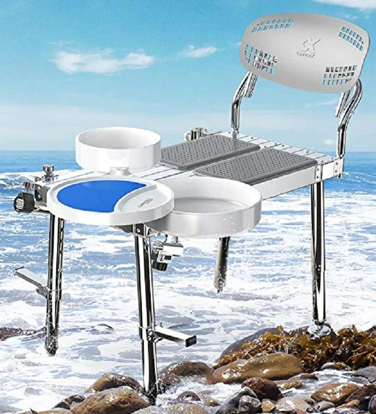 水陸両用 アルミへら台 レジャー 釣り台 軽量 耐荷重200kg 足置き 多機能 釣り用椅...
