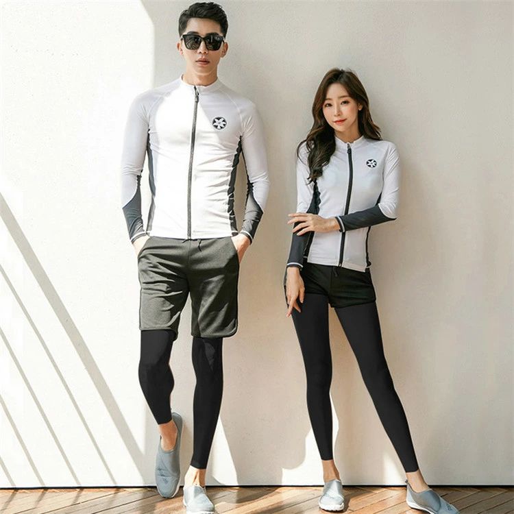 UV-cut fitness swimwear, plus sizes available, couple's swimwear, 8-piece set for men and women, stylish, body-shaping, UV protection, popular matching swimwear, beach shorts, men's competitive swimwear, women's swimwear, men's swimwear, rash guard, rash guard