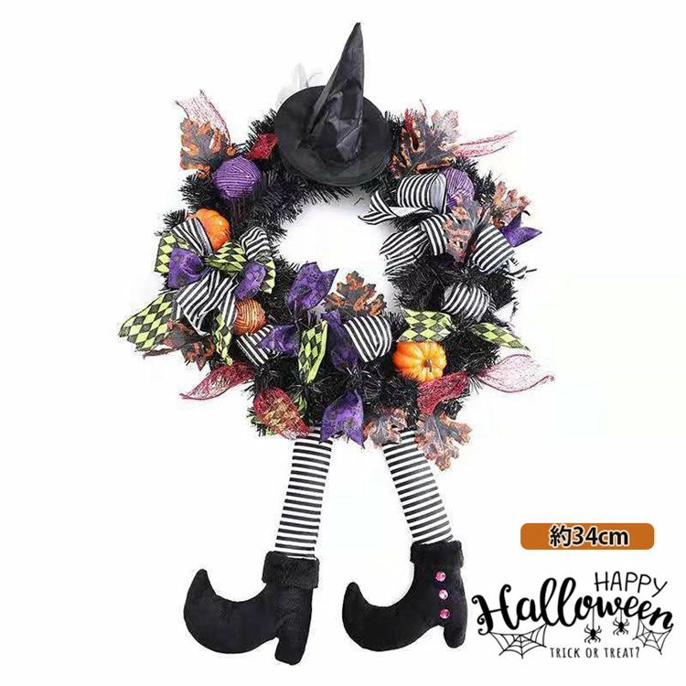 ハロウィン 鬼 マルチカラー お化け ハロウィン 装飾 ホラー系 玄関 リース 飾り パンプキン