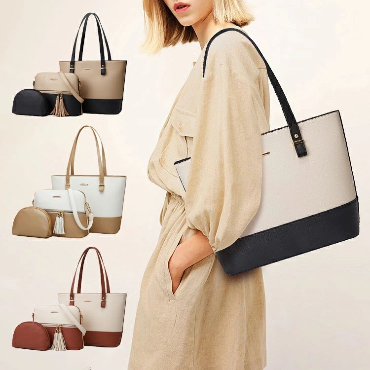 鞄女性用 ビジネス 送料無料 バッグ ショルダーバッグ a4 トートバッグ 誕生日プレゼント 入学式 通勤 底鋲 レディース 切り替え色 ハンドバッグ クリスマス… 3点セット