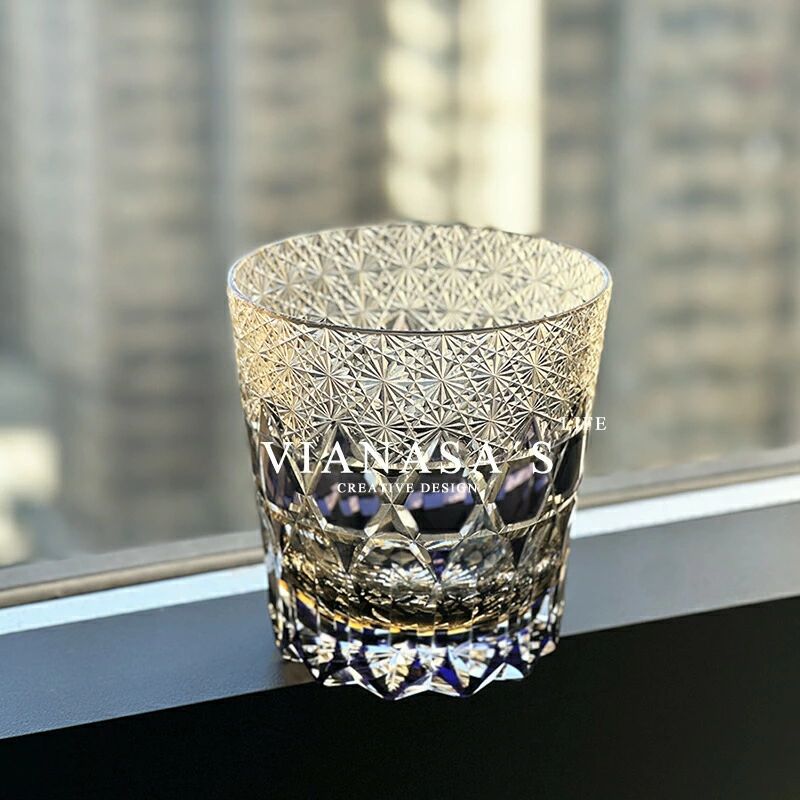 クリスタルガラス 切子手彫りグラス ウイスキー 贈り物 ギフト 記念品 日本酒 お祝...