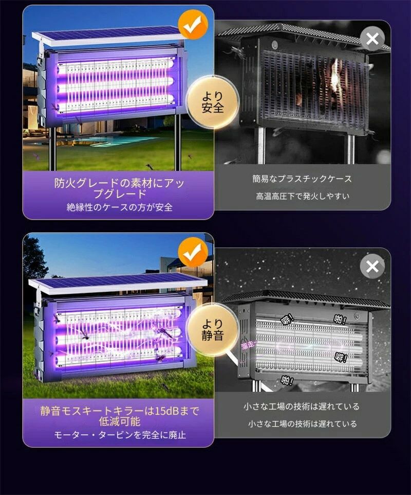 【2026新登場】3000V聚能?网で蚊を即100％撃退！太陽能＋充電ダブルシステム搭載の...