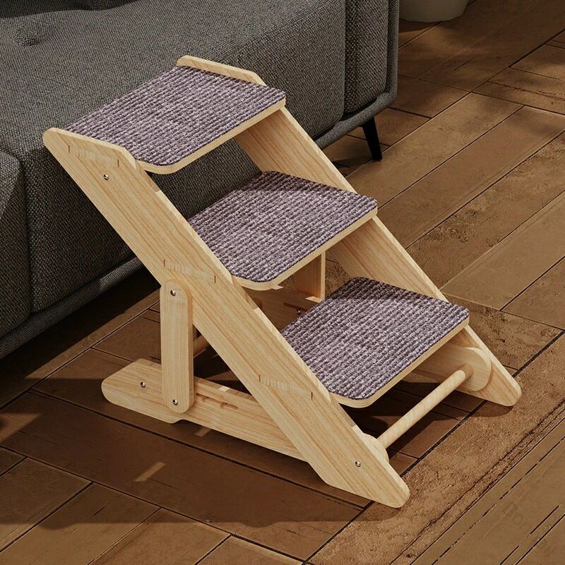 アソラのペット 犬 ドッグスロープ 子犬 老犬 スロープ 登り台 ドッグステップ 小型犬 調節可能 高齢犬 愛犬 室内犬 犬用階段 ソファー おしゃれ ベッド 天然木製 階段 介護 ドッグ 滑り ステップ｜アングル3