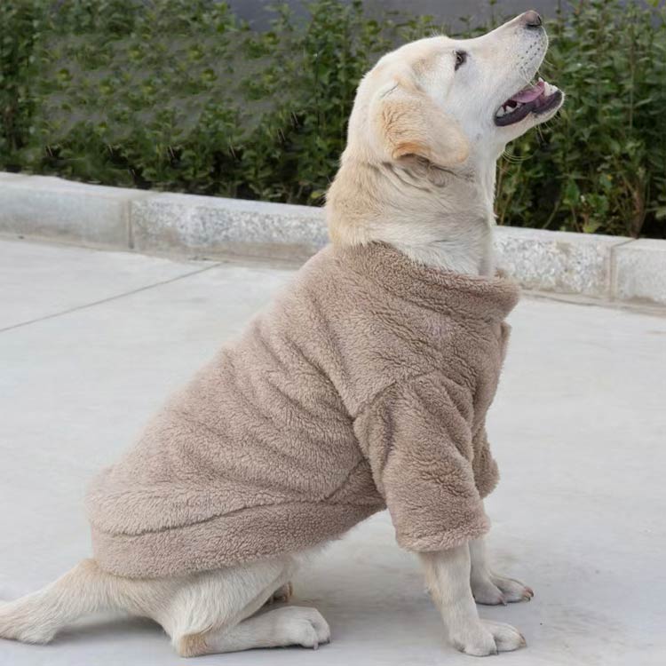 アソラの犬の服 送料無料 ふわふわ あったか ボアコート 大型犬 ボアフリース もこもこ 抜け毛対策 犬 防寒 スナップボタン 保温 服 ドッグウェア 前開き ハイネック 秋冬 トレーナー 中型犬 犬服 ボアトレーナー 冬服 おしゃれ｜アングル2