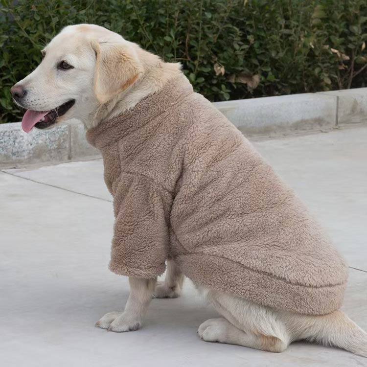 アソラの犬の服 送料無料 ふわふわ あったか ボアコート 大型犬 ボアフリース もこもこ 抜け毛対策 犬 防寒 スナップボタン 保温 服 ドッグウェア 前開き ハイネック 秋冬 トレーナー 中型犬 犬服 ボアトレーナー 冬服 おしゃれ｜アングル3