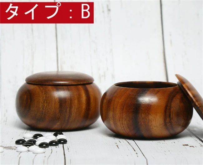 アソラの木製 碁石ケース 収納 ケース 高品質 円型 15*8cm 囲碁ケース 3タイプ つぼ｜アングル3