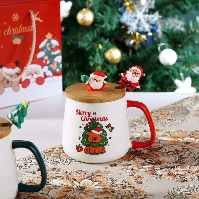 コーヒーカップ プレゼント 付き マグカップ 手提げ袋 クリスマスの雪だるま ギフ...