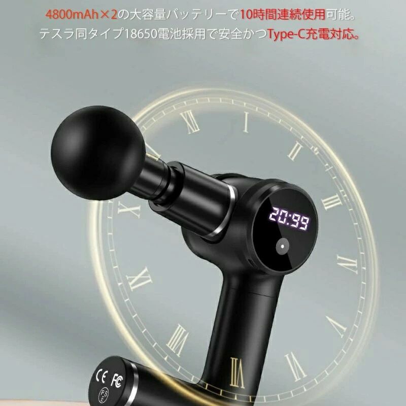 90度回転ヘッド 電動 ハンディガン 10時間以上連続使用 筋膜リリースガン 静音 きん 筋膜ケア 25段階強力振動 ボディケア サロン級 筋膜ガン 4800mAh大容量電池 530g超軽量 2モード