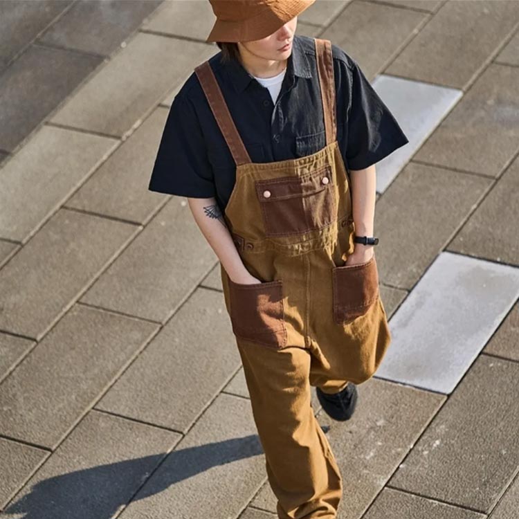 無地 ワイドパンツ ロングパンツ ゆったり 前後 オールインワン ボトムス レディース つなぎ 大きい サロペット サロペット - 2