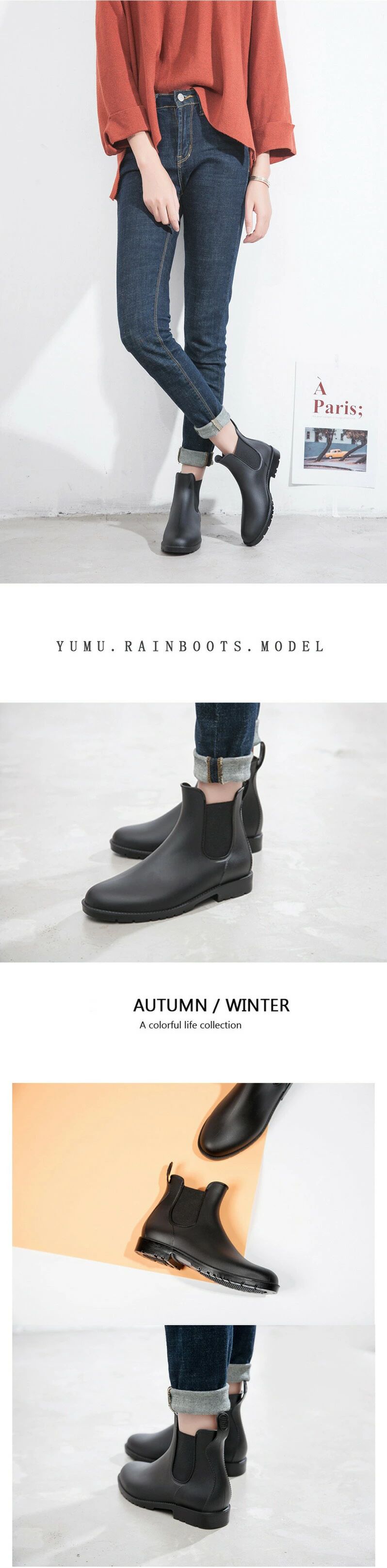 Prevención de lluvias Sidogor Camino fácil Simplemente Rosa 4 colores Zapatos cortos Zapatos de lluvia Zapatos de lluvia Jardinería Tifón Zapatos de lluvia marrón Hombres Zapatos negros Resistente al agua Camino Zapatos de lluvias Dama de cenizas Ligero 22-26.5cm Sin dolor — vista 3