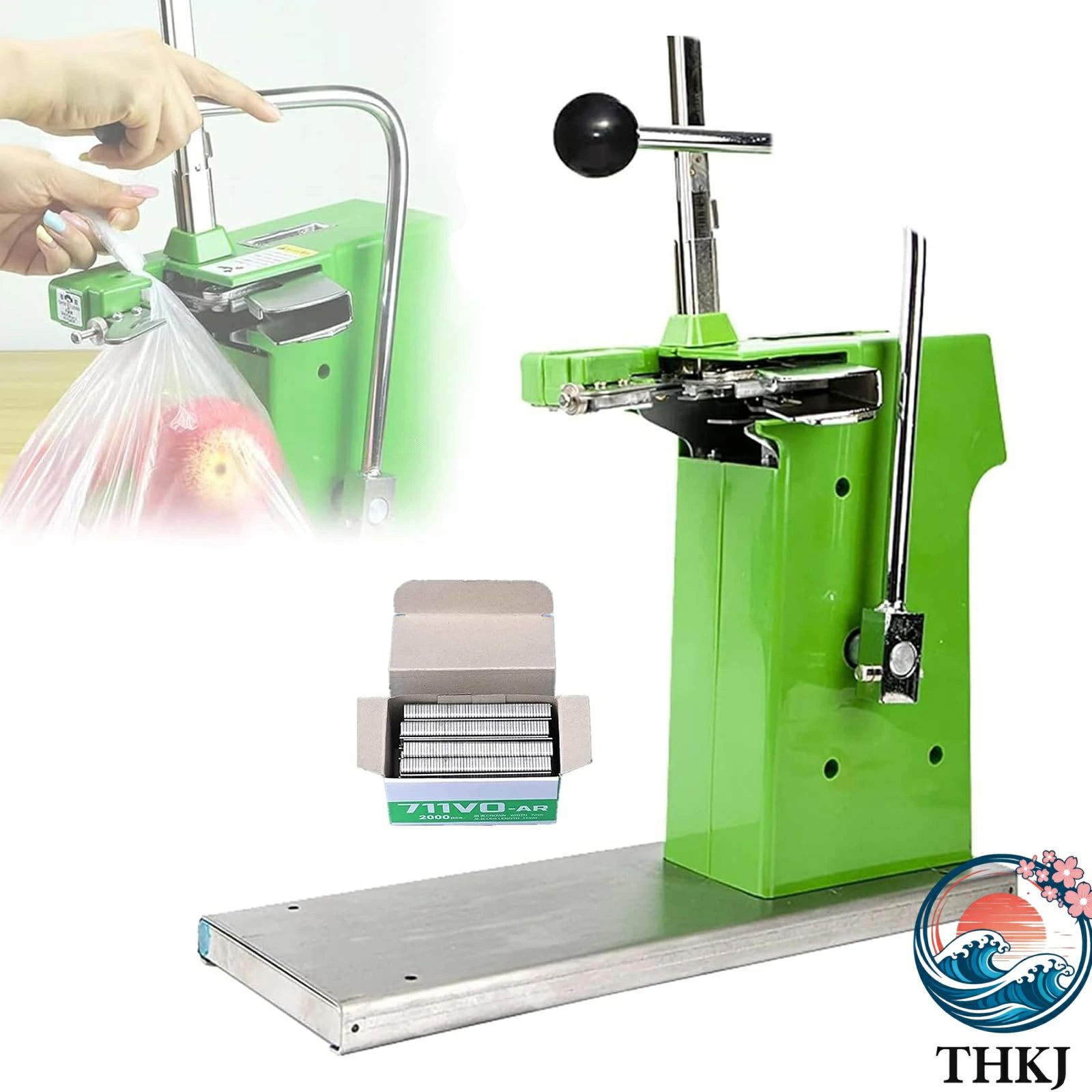 釘40000本 袋締め機 生鮮店/スーパー/果物店向け 袋締め器具 手動 業務用 バルクポリ袋用結束機 プラスチック袋シーラー シーリング機 アルミクリップ機 肉・果物・野菜袋締め 食品用結束機 袋口結束機