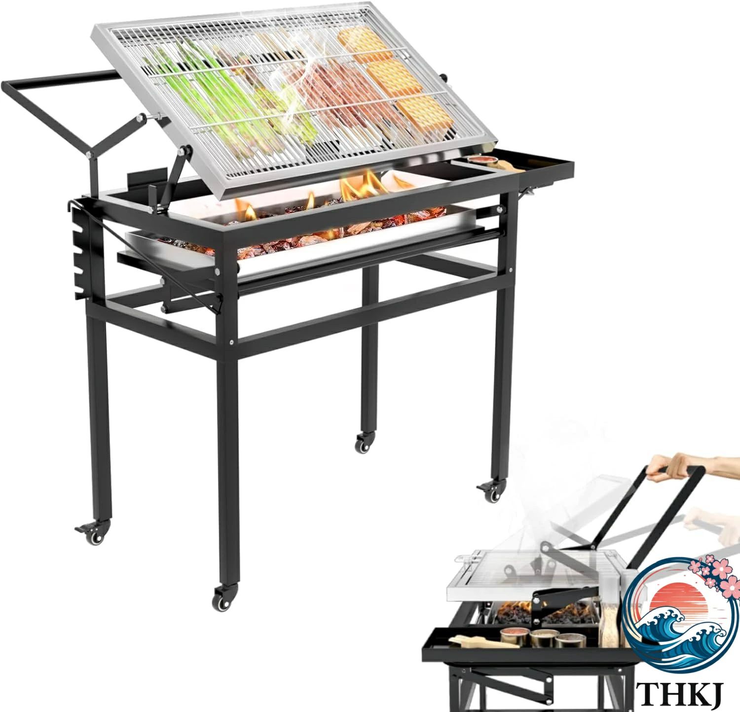 ? 回転式グリルバスケット: この BBQ 炭火グリルは 360 度回転するグリッド設計を採用しており、ハンドルを回転させるだけで均一に加熱できます。これにより、時間と労力が節約されるだけでなく、熱い食べ物やグリル器具との直接接触による火傷のリスクも軽減されます。? 調節可能なグリルパンの高さ: この屋外キャンプ用バーベキュー炭火グリルパンには 5 つの異なる高さ設定があり、調理温度を自由に制御できます。この機能を使用すると、さまざまな食品を調理することができ、焼きすぎや焼き不足を心配することなく、各料理を好みに合わせて調理することができます。? 取り外し可能で持ち運び可能: この屋外キャンプ用グリルの 4 本の脚は簡単に分解できるように設計されており、屋外でのグリルに持ち運び可能です。グリルの脚を素早く簡単に取り外し、グリルを車やキャンプ用品の中に収納できます。この便利さにより、特定の場所に制限されることなく、いつでもどこでもおいしいバーベキュー料理を楽しむことができます。? 便利なサイド収納: このグリルには、お気に入りのバーベキューソースや調味料を収納できる便利なサイド収納コンパートメントが付いており、グリル料理がさらに楽しくなります。ソースのボトルや瓶をすべて手の届くところに置いておけるので、立ち止まって探す必要がなく、料理に豊かな風味を素早く簡単に加えることができます。? 頑丈で耐久性のある構造: グリル全体は炭素鋼で作られており、炭トレイはステンレス鋼で作られています。これらの金属素材が選ばれたのは、強度と耐久性に優れ、屋外でのグリル調理に伴う高温や頻繁な使用に耐えられるためです。品質サービス:1、 当社の製品に問題がある場合は、お気軽にお問い合わせください。2、輸送中に多少の衝撃が加わる可能性がございます。万が一不具合や破損などがございましたら、部品の再送など対応させていただきますので、お気軽にご連絡くださいませ。3、商品が多いため、発送時に説明書をお送りし忘れることがございます。万が一、説明書が届いていない場合や、商品組み立てに関してご不明点がございましたら、お手数ですがご連絡いただけますようお願い申し上げます。電子版の説明書を再送させていただきますので、どうぞご安心ください。お客様にはご理解いただきますようお願い申し上げます。お客様のご支援が、私たちの励みとなっております。? 回転式グリルバスケット: この BBQ 炭火グリルは 360 度回転するグリッド設計を採用しており、ハンドルを回転させるだけで均一に加熱できます。これにより、時間と労力が節約されるだけでなく、熱い食べ物やグリル器具との直接接触による火傷のリスクも軽減されます。? 調節可能なグリルパンの高さ: この屋外キャンプ用バーベキュー炭火グリルパンには 5 つの異なる高さ設定があり、調理温度を自由に制御できます。この機能を使用すると、さまざまな食品を調理することができ、焼きすぎや焼き不足を心配することなく、各料理を好みに合わせて調理することができます。? 取り外し可能で持ち運び可能: この屋外キャンプ用グリルの 4 本の脚は簡単に分解できるように設計されており、屋外でのグリルに持ち運び可能です。グリルの脚を素早く簡単に取り外し、グリルを車やキャンプ用品の中に収納できます。この便利さにより、特定の場所に制限されることなく、いつでもどこでもおいしいバーベキュー料理を楽しむことができます。? 便利なサイド収納: このグリルには、お気に入りのバーベキューソースや調味料を収納できる便利なサイド収納コンパートメントが付いており、グリル料理がさらに楽しくなります。ソースのボトルや瓶をすべて手の届くところに置いておけるので、立ち止まって探す必要がなく、料理に豊かな風味を素早く簡単に加えることができます。? 頑丈で耐久性のある構造: グリル全体は炭素鋼で作られており、炭トレイはステンレス鋼で作られています。これらの金属素材が選ばれたのは、強度と耐久性に優れ、屋外でのグリル調理に伴う高温や頻繁な使用に耐えられるためです。品質サービス:1、 当社の製品に問題がある場合は、お気軽にお問い合わせください。2、輸送中に多少の衝撃が加わる可能性がございます。万が一不具合や破損などがございましたら、部品の再送など対応させていただきますので、お気軽にご連絡くださいませ。3、商品が多いため、発送時に説明書をお送りし忘れることがございます。万が一、説明書が届いていない場合や、商品組み立てに関してご不明点がございましたら、お手数ですがご連絡いただけますようお願い申し上げます。電子版の説明書を再送させていただきますので、どうぞご安心ください。お客様にはご理解いただきますようお願い申し上げます。お客様のご支援が、私たちの励みとなっております。