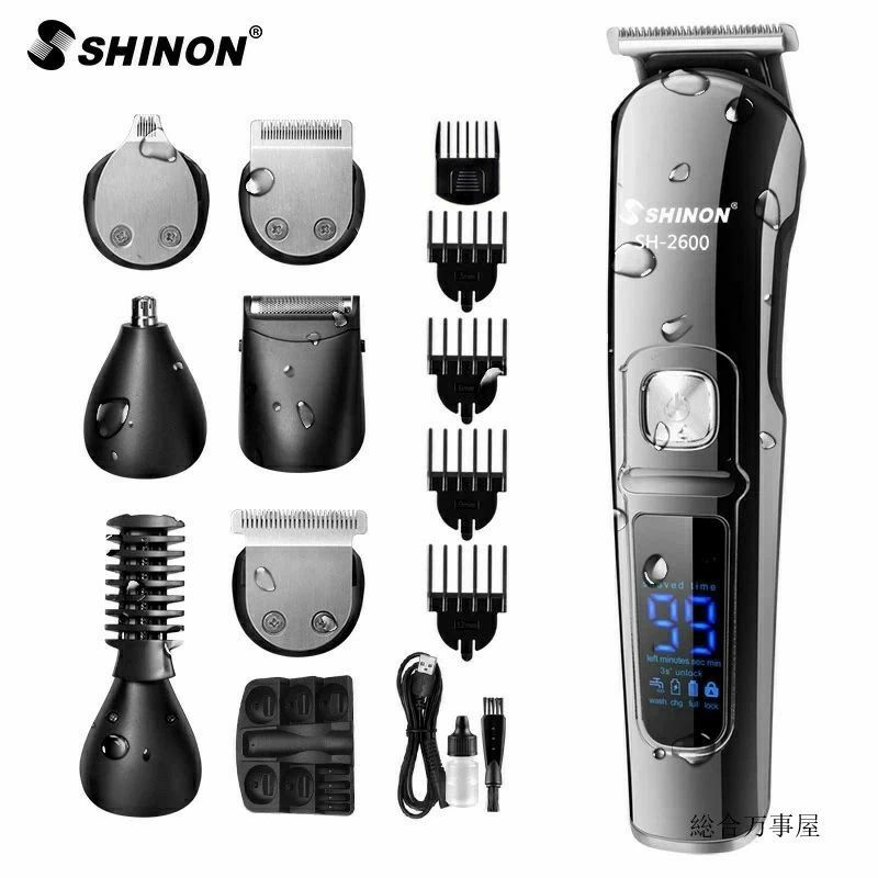 商品情報 商品仕様 [材質] ：ABS、金属 [色] ：黒 [電源] ：5W [電圧] ：100-240V [充電時間] ：1.5時間 [使用時間] ：90分 [アイテムサイズ] ：約16 * 4cm / 6.3 * 1.57in [アイテムの重量] ：約134g / 4.73oz [パッケージサイズ] ：約20 * 10 * 5cm / 7.87 * 3.94 * 1.97in [パッケージ重量] ：約140g / 4.94oz 付属品 本体*1 バリカンヘッド*1 ひげシェーバーヘッド*1 鼻毛リムーバーヘッド*1 詳細なトリミングヘッド*1 U字型トリミングヘッド*1 クリーニングブラシ*1 ガイドコーム（3mm、6mm 、9mm、12mm）*1 USB充電ケーブル*1 充電ベース*1 ※ご注意　潤滑油は付属していません。 【6in1 多機能＆2種頻度モード】 電動バリカンはいろんな種類の刃を持って、ヘアカッター以外にヒゲトリマー/もみあげ用/眉毛?耳毛?鼻毛カッター/すねげ 処理の機能も備えています。軟らかい髪に合う普通モード（6000r/min）と硬い髪に合う強力モード（7500r/min）があります。 【切れ味抜群&amp;安全安心】 高精度ステンレス刃が採用し、カット性能が抜群で、サビなどの心配もなく切れ味の劣化しにくいので長持ちできます。R面取り刃設計は、肌の上を滑らせても痛くなりにくい、こどもにも安心、安全です。 【IPX7防水ボディ＆清潔便利】 刃をはずさずに全身水洗いができます。細かな毛クズも流水でサッと流せるから、いつも清潔?快適な使い心地が続きます。▲注意：水の中に浸して使用しないでください。 【二段階調節】 このバリカン 髪は2段階変速機能付き、軟らかい髪に合う普通モード（6000r/min）と硬い髪に合う強力モード（7500r/min）があります。 1段階速度は子供に向け柔らかい髪の方に適用し、2段階速度速度は大人に向け、硬い髪の方に適用します。 【強力モーターと肌を傷けないR型取り刃】 このバリカン こども用は高精度ステンレス刃が採用し、カット性能が抜群で、サビなどの心配もなく切れ味の劣化しにくいので長持ちできます。R面取り刃設計は、肌の上を滑らせても痛くなりにくい、こどもにも安心、安全です。 全銅芯強力モータ、多い毛束をカットしてもパワーが落ちない、剃れ効率がアップします。 家族全員使用 自宅で簡単セルフカット ご両親の散髪にも お子さまの散髪にも 関連キーワード バリカン?ヘアカッター 電動バリカン 充電式 バリカン 充電式バリカン　バリカン 散髪　髭トリマー　バリカン 防水　ヒゲトリマー　バリカン パナソニック　izumi 子ども　犬用　バリカン フィリップスヘアカッター ヘアクリッパー LCDディスプレイ 静音 散髪用 2段階動力調節 刈り高さ 防水 男性 父の日 子供 家庭 業務用 犬 猫 ペット アタッチメント付き コードレス 水洗い可能 剪定 キッズ セルフカット 残量表示　送料無料 プレゼント商品情報 商品仕様 [材質] ：ABS、金属 [色] ：黒 [電源] ：5W [電圧] ：100-240V [充電時間] ：1.5時間 [使用時間] ：90分 [アイテムサイズ] ：約16 * 4cm / 6.3 * 1.57in [アイテムの重量] ：約134g / 4.73oz [パッケージサイズ] ：約20 * 10 * 5cm / 7.87 * 3.94 * 1.97in [パッケージ重量] ：約140g / 4.94oz 付属品 本体*1 バリカンヘッド*1 ひげシェーバーヘッド*1 鼻毛リムーバーヘッド*1 詳細なトリミングヘッド*1 U字型トリミングヘッド*1 クリーニングブラシ*1 ガイドコーム（3mm、6mm 、9mm、12mm）*1 USB充電ケーブル*1 充電ベース*1 ※ご注意　潤滑油は付属していません。 【6in1 多機能＆2種頻度モード】 電動バリカンはいろんな種類の刃を持って、ヘアカッター以外にヒゲトリマー/もみあげ用/眉毛?耳毛?鼻毛カッター/すねげ 処理の機能も備えています。軟らかい髪に合う普通モード（6000r/min）と硬い髪に合う強力モード（7500r/min）があります。 【切れ味抜群&amp;安全安心】 高精度ステンレス刃が採用し、カット性能が抜群で、サビなどの心配もなく切れ味の劣化しにくいので長持ちできます。R面取り刃設計は、肌の上を滑らせても痛くなりにくい、こどもにも安心、安全です。 【IPX7防水ボディ＆清潔便利】 刃をはずさずに全身水洗いができます。細かな毛クズも流水でサッと流せるから、いつも清潔?快適な使い心地が続きます。▲注意：水の中に浸して使用しないでください。 【二段階調節】 このバリカン 髪は2段階変速機能付き、軟らかい髪に合う普通モード（6000r/min）と硬い髪に合う強力モード（7500r/min）があります。 1段階速度は子供に向け柔らかい髪の方に適用し、2段階速度速度は大人に向け、硬い髪の方に適用します。 【強力モーターと肌を傷けないR型取り刃】 このバリカン こども用は高精度ステンレス刃が採用し、カット性能が抜群で、サビなどの心配もなく切れ味の劣化しにくいので長持ちできます。R面取り刃設計は、肌の上を滑らせても痛くなりにくい、こどもにも安心、安全です。 全銅芯強力モータ、多い毛束をカットしてもパワーが落ちない、剃れ効率がアップします。 家族全員使用 自宅で簡単セルフカット ご両親の散髪にも お子さまの散髪にも 関連キーワード バリカン?ヘアカッター 電動バリカン 充電式 バリカン 充電式バリカン　バリカン 散髪　髭トリマー　バリカン 防水　ヒゲトリマー　バリカン パナソニック　izumi 子ども　犬用　バリカン フィリップスヘアカッター ヘアクリッパー LCDディスプレイ 静音 散髪用 2段階動力調節 刈り高さ 防水 男性 父の日 子供 家庭 業務用 犬 猫 ペット アタッチメント付き コードレス 水洗い可能 剪定 キッズ セルフカット 残量表示　送料無料 プレゼント