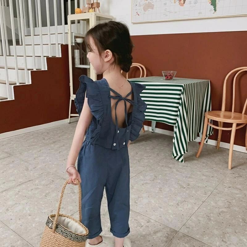 リゾート ノースリーブ トップス 夏 七分丈パンツ 女の子 韓国子供服 セットアップ 綿麻混