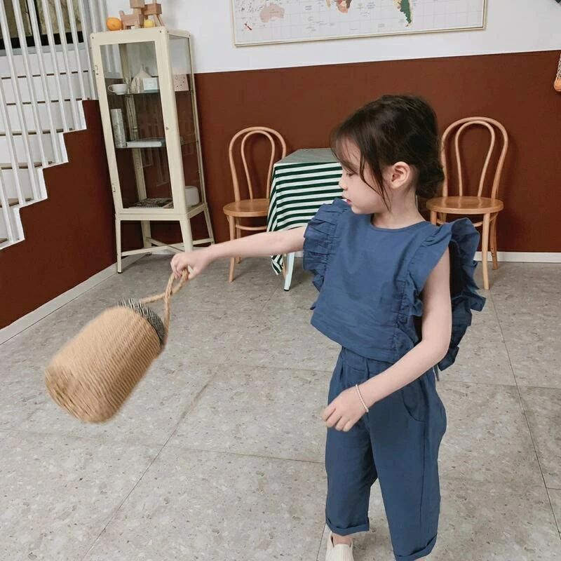 アソラのリゾート ノースリーブ トップス 夏 七分丈パンツ 女の子 韓国子供服 セットアップ 綿麻混｜アングル3
