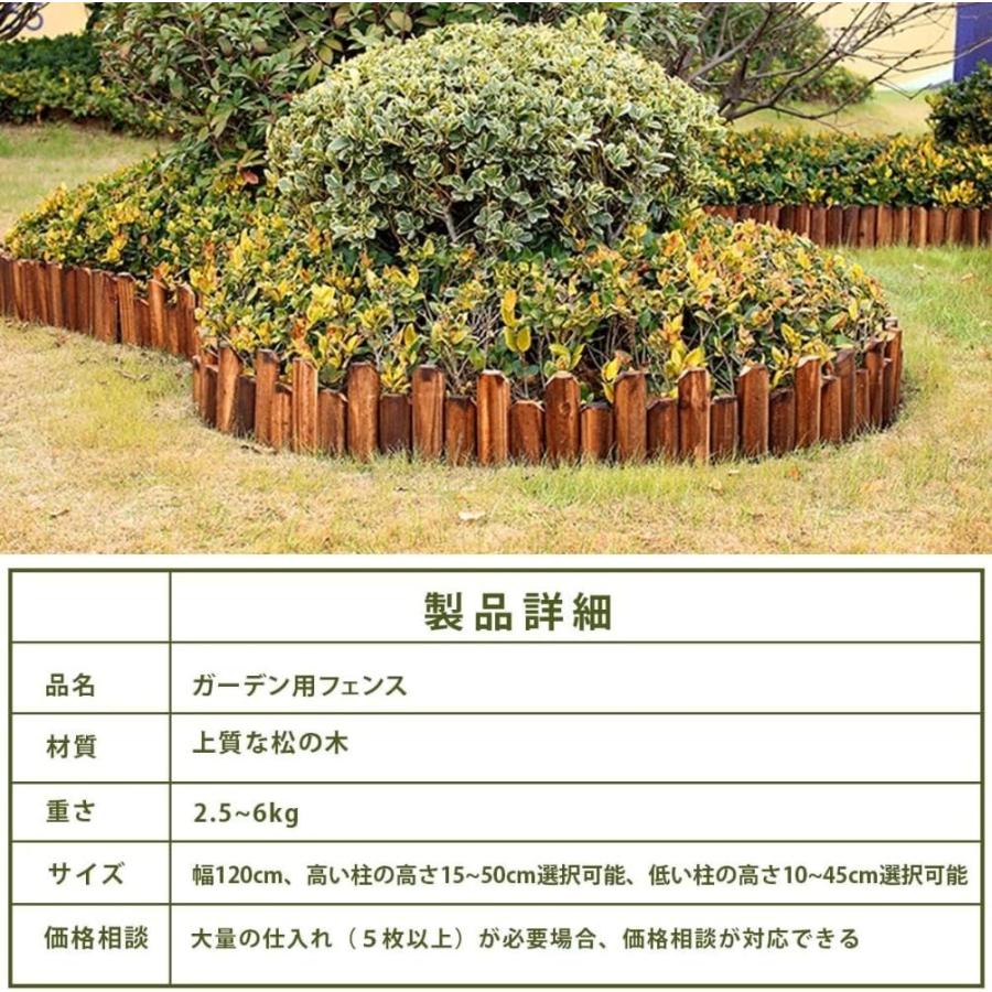 幅120cm高さ15/20/25/30/35/40/45/50cm フェンス 囲い 根止め ガーデンエッジ 柵 ...