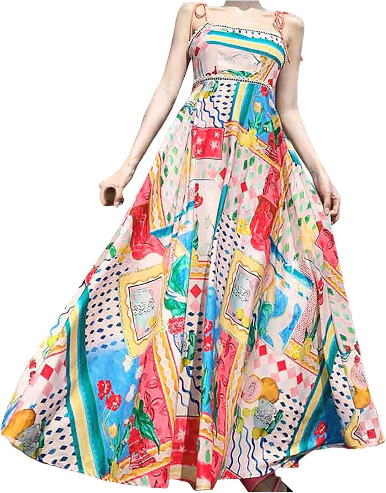 樂天商城 - ノースリーブ ロング丈 サマードレス 大きいサイズ ボヘミアン ファッション ワンピース サンドレス レディース 部屋 マキシ vネック リゾート リゾートワンピ ワンピ 可愛い ワンピース 夏