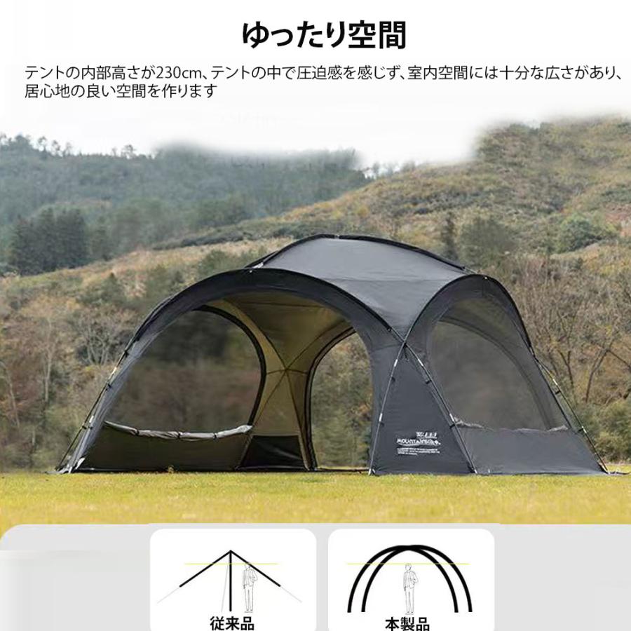 アソラのドーム型テント　ドーム型シェルター 半球状ドーム型シェルター　シェルターテント ドームテント シェードサンシェード 自立 UV　8?10人｜アングル2
