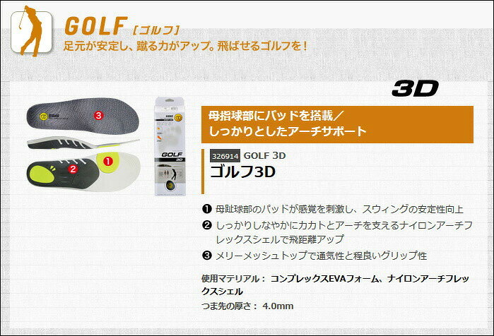 SIDAS【GOLF 3D｜326914】シダス インソール ゴルフ3D