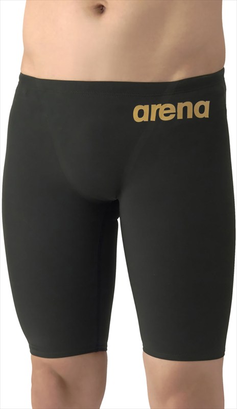 【1点までメール便可】[arena]アリーナメンズWA承認競泳水着レーシングスパッツ(ハーフレッグ)(AS6SRC12M)(BKGD)ブラック×ゴールド