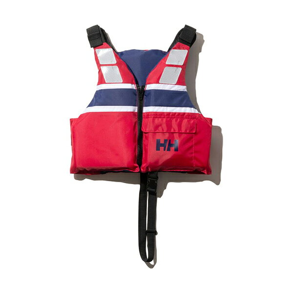 [分類] ジュニア キッズ ライフジャケット [商品紹介] 国土交通省型式承認品で、小型船舶用救命胴衣(TYPE D)の基準に適合した子供用ライフジャケットです。体重25-40kgまで対応し、水遊びでの安全性を配慮できます。引き裂きに強い400デニールのポリエステルオックス生地にすることで、耐久性が向上。さらにバックルやファスナーの強度も高めています。カラーは海上で見えやすく、デザイン性も備えた配色で展開。肩部分にはリフレクターを配置し、さらに視認性を高めています。ズリ上がり防止のレッグループを配し、サイドベルトでアジャスト可能。内側のポケットにホイッスル付き。 ※2018年2月1日より、すべての小型船舶乗船者にライフジャケットの着用が義務付けられています。 [サイズ] KL：推奨身長120-150cm、推奨体重25-40kg未満 [素材] 400Dポリエステルオックス ポリエステル100％ [機能] 国土交通省型式承認品 高視認性、緊急時用ホイッスル付 10000