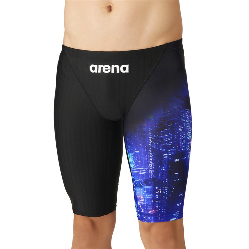 【1点までメール便可】[arena]アリーナメンズ競泳用承認水着レーシングスパッツ(ハーフレッグ)(AS6FRC72M)(BKBL)ブラックXブルー