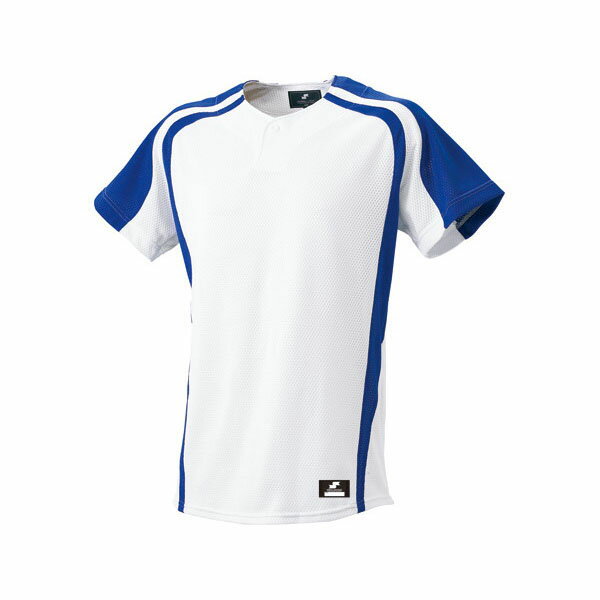 エスエスケイ 1ボタンプレゲームシャツ BW0906 1063 ホワイト×Dブルー