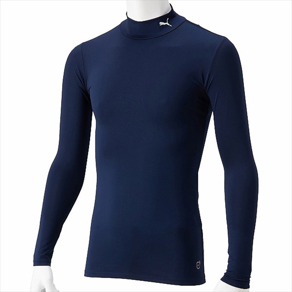 プーマ コンプレッション 長袖モックネックシャツ 656331 06 ピーコート×プーマ ホワイト