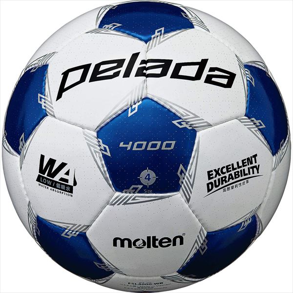 モルテン サッカーボール検定4号球 ペレーダ4000 F4L4000-WB ホワイト×メタリックブルー