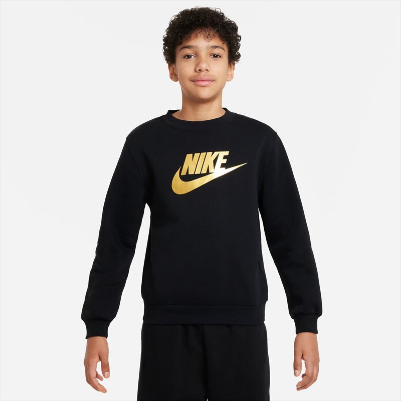 [NIKE]ナイキナイキ YTH NSW クラブ フリース ゴールド L/S クルー(HQ0975)(010)ブラック/(メタリックゴールド)(4)