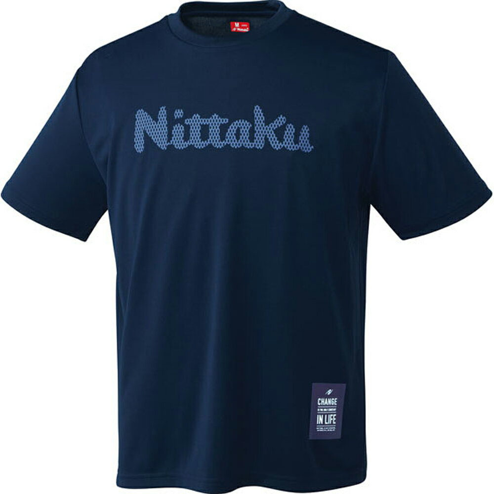 【1点までメール便可】 ニッタク 男女兼用プラクティスシャツ NittakuドットTシャツ NX-2015 02 ネイビー